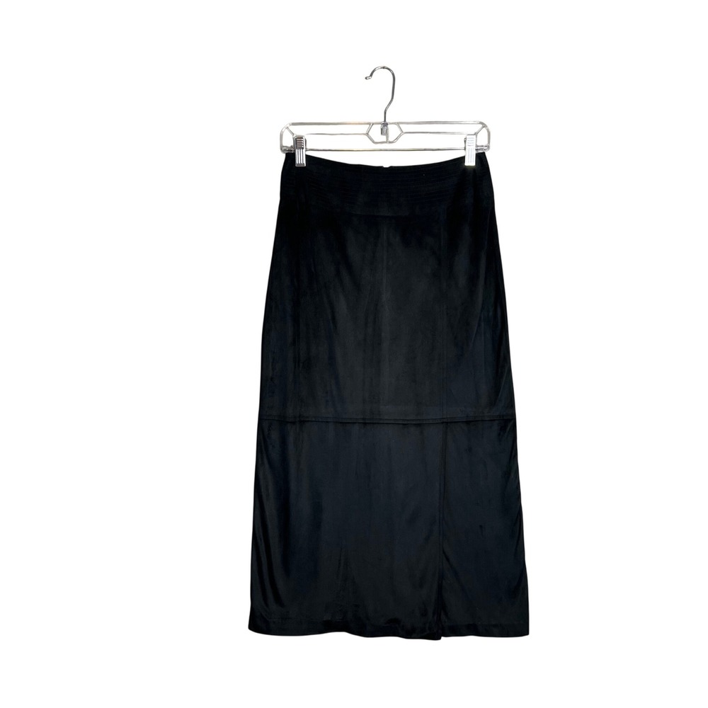 Norton McNaughton Petites Black Faux Suede Midi Skirt Size 4P Career Office